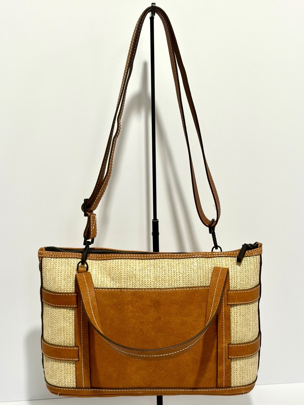 HAMMITT Addie MD Crossbody/Tote In Saddle Raffia/Bronze Hardware Like ๐ - Picture 2 of 16